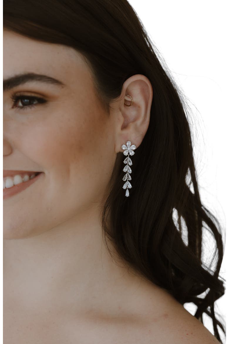 Devotion Crystal Drop Earrings, Alternate, color, Silver