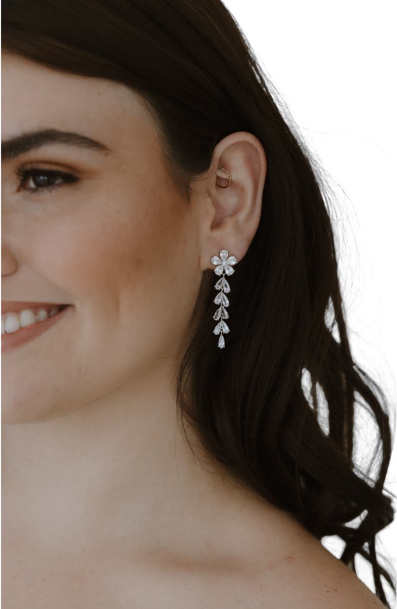 Untamed Petals Devotion Crystal Drop Earrings, Alternate, color, Silver