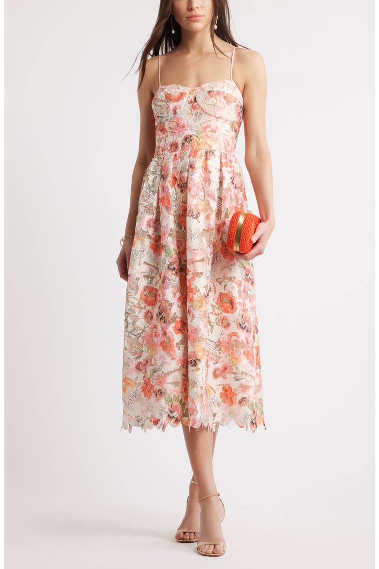 Print Lace Midi Sundress, Alternate, color, PINK FLORAL