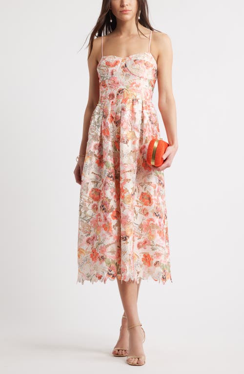 Chelsea28 Print Lace Sleeveless Midi Dress In Pink Floral