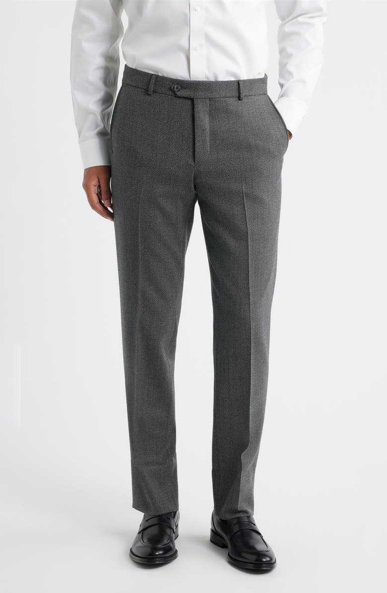 Berle Covert Stretch Worsted Wool Twill Dress Pants, Main, color, Med Grey