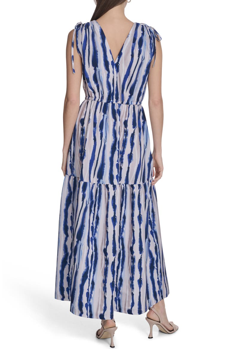 Sleeveless Drawstring Waist Maxi Dress, Alternate, color, INDIGO MULTI