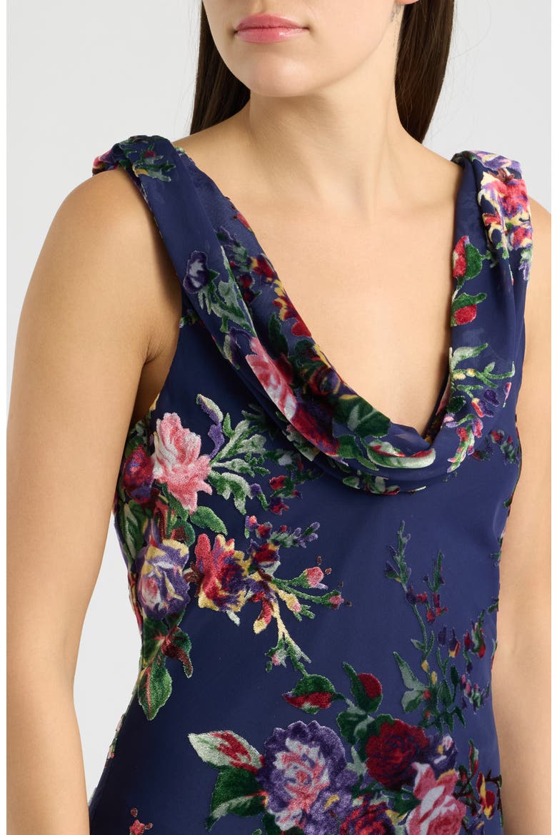 Khloe Floral Burnout Maxi Dress, Alternate, color, NAVY