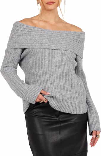 Petal & Pup Kenny Off the Shoulder Rib Sweater