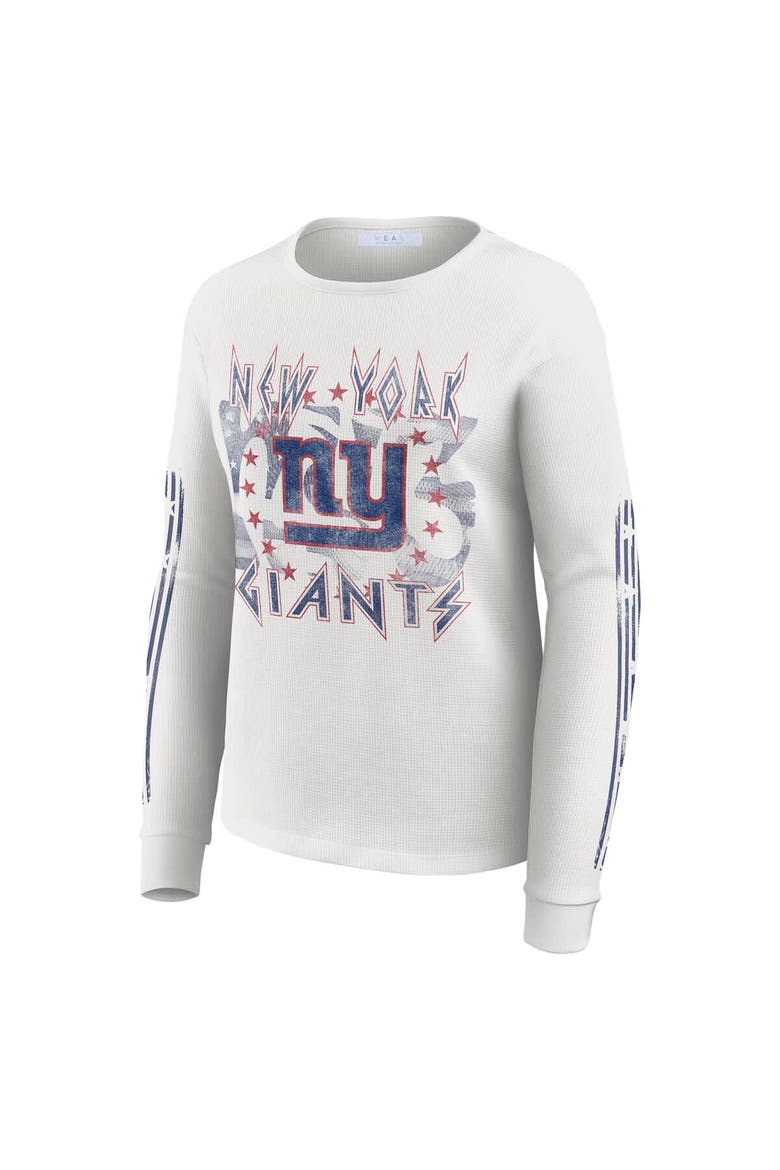 Women's WEAR by Erin Andrews  White New York Giants Graphic Waffle Long-Sleeve T-Shirt, Alternate, color, White