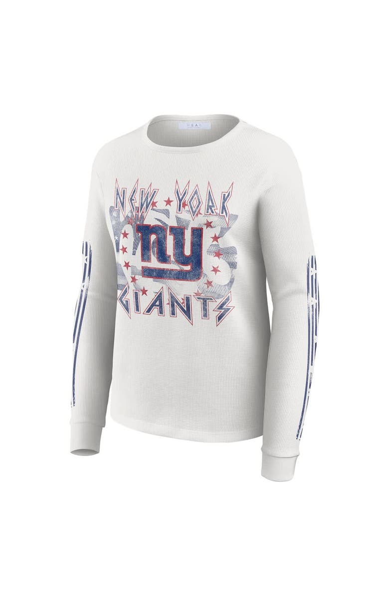 WEAR by Erin Andrews Women's WEAR by Erin Andrews White New York Giants Graphic Waffle Long-Sleeve T-Shirt, Alternate, color, White