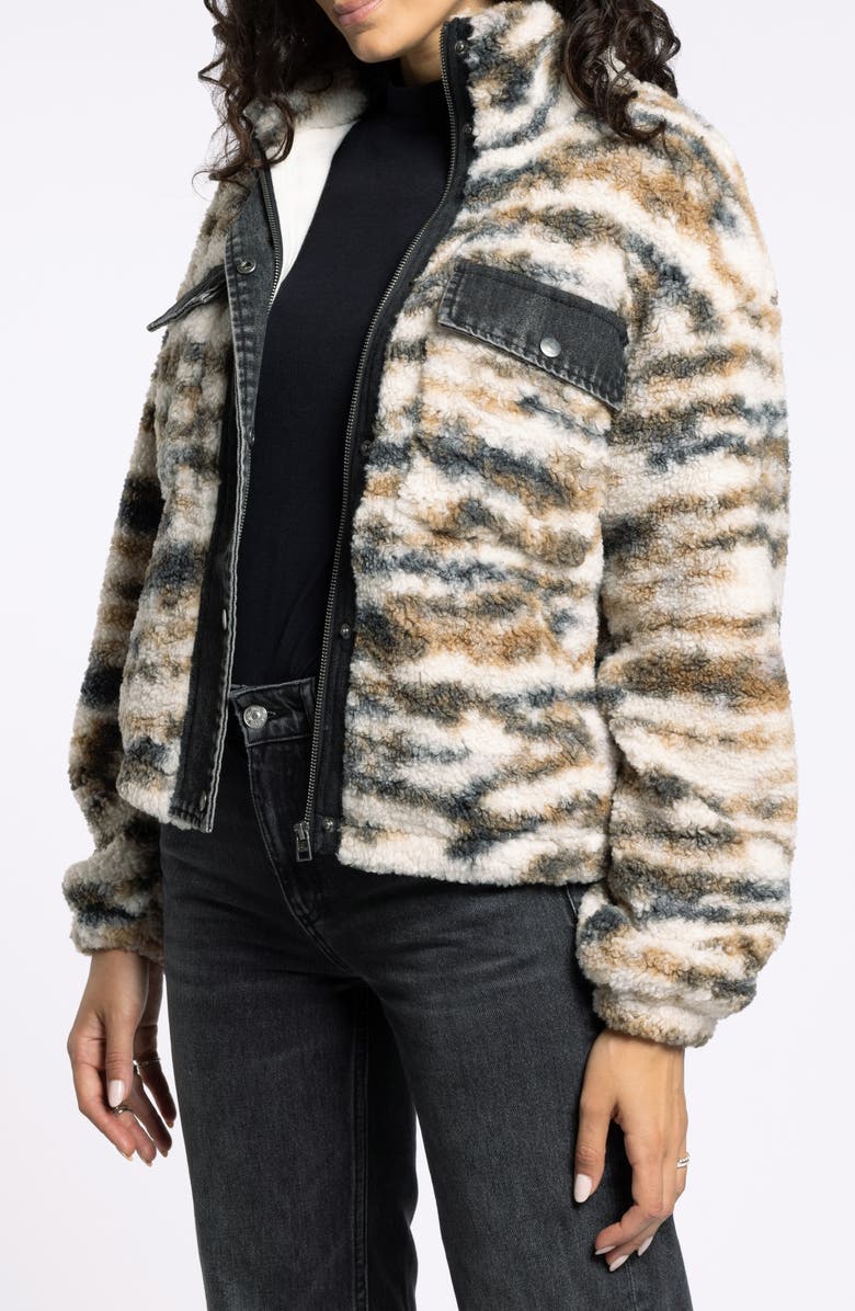 Thread & Supply Leona Denim & Faux Shearling Jacket, Alternate, color, White Brown
