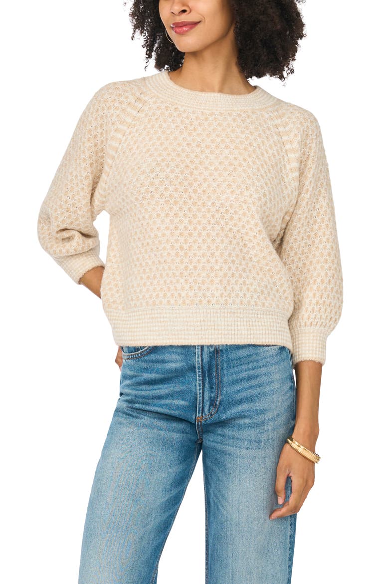 Tuck Stitch Raglan Crewneck Sweater, Main, color, MALTED