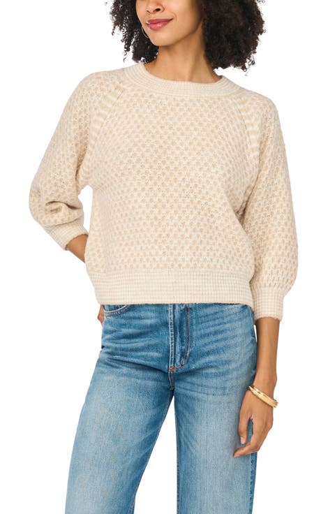 Tuck Stitch Raglan Crewneck Sweater