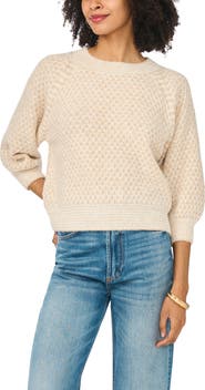 Vince Camuto Tuck Stitch Raglan Crewneck Sweater