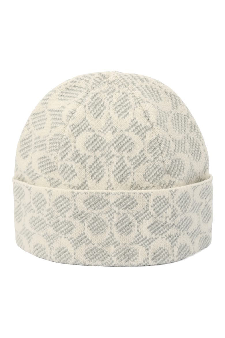 Signature Monogram Wool Blend Beanie, Alternate, color, CHALK MULTI