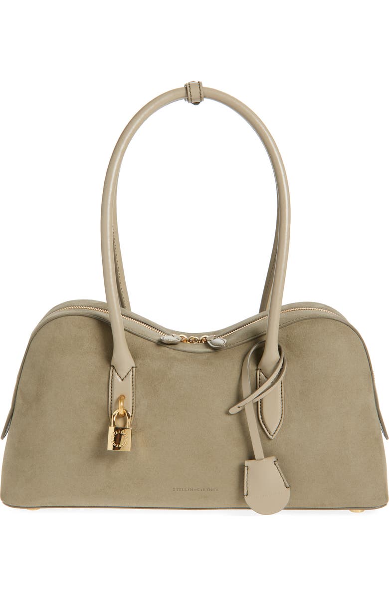 Stella McCartney Ryder Faux Suede Crossbody Bag, Main, color, Khaki
