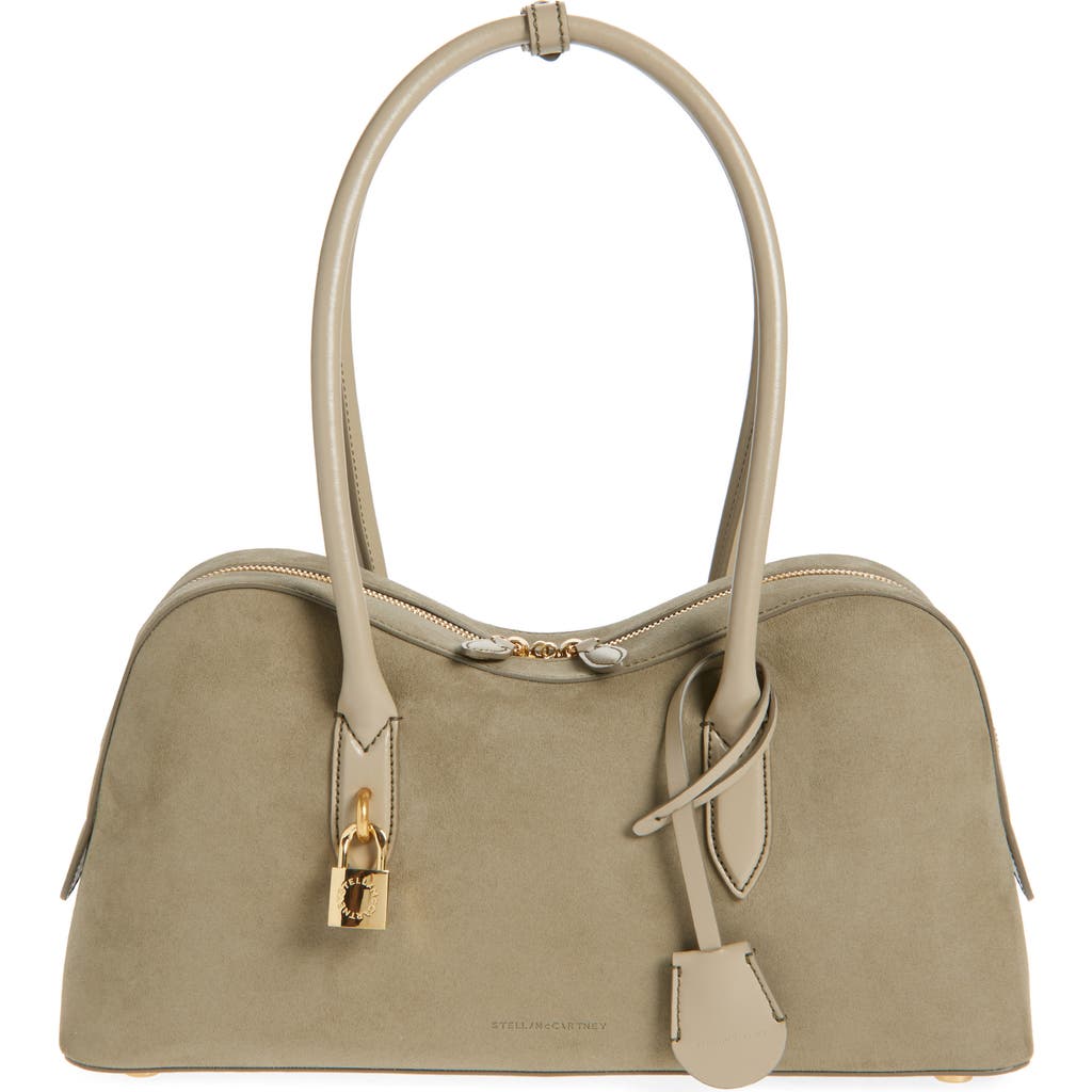 Stella Mccartney Ryder Faux Suede Crossbody Bag In Khaki
