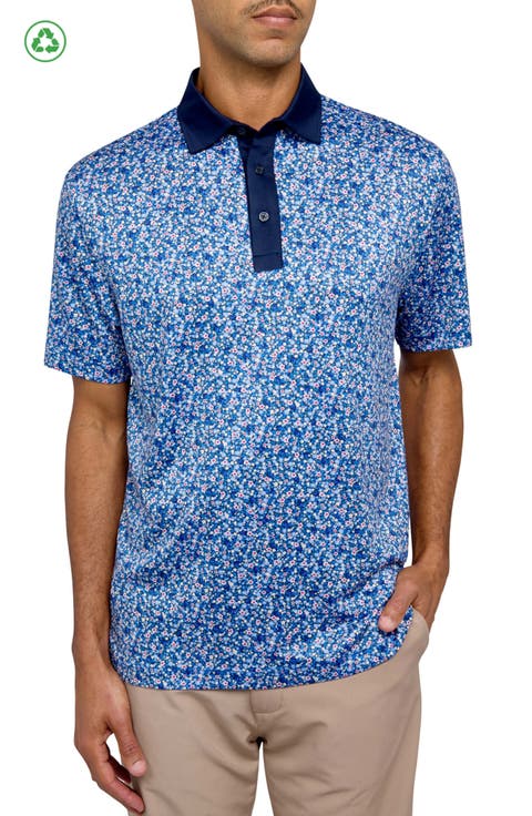 Regular Fit Micro Floral Print Recycled Performance Golf Polo