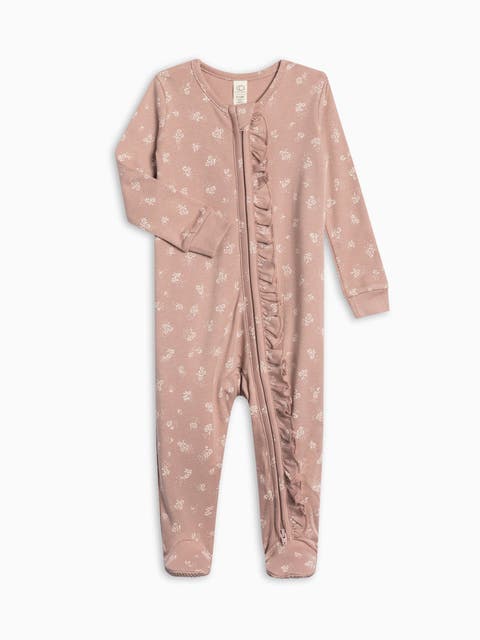 Organic Cotton Neve Ruffle Zipper Footie (Baby)