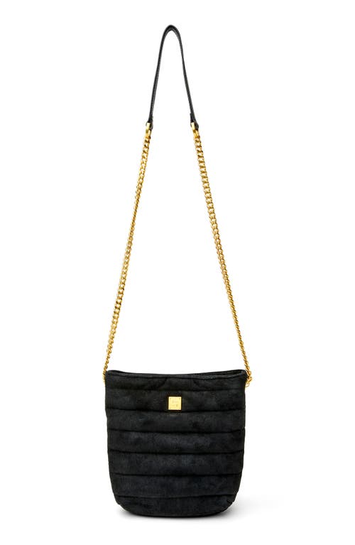 Think Royln Dream Stash Quilted Suede Crossbody Bag In Black