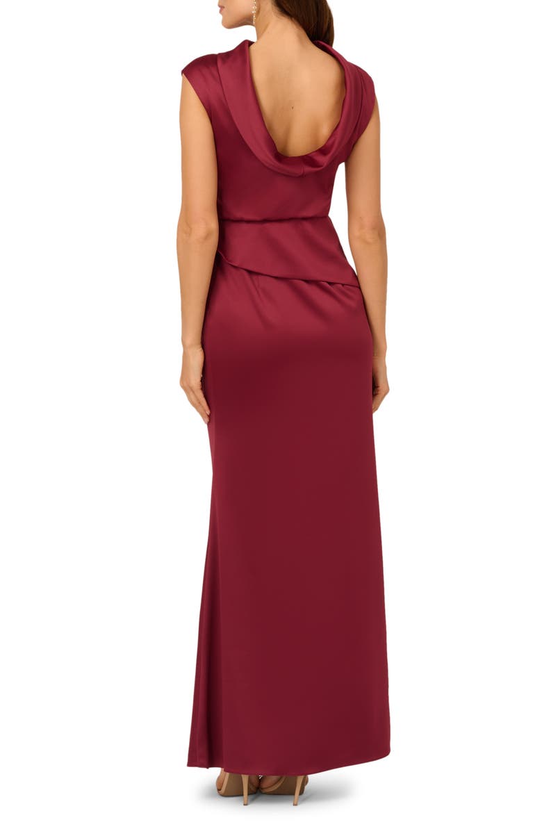Adrianna Papell Popover Satin Crepe Gown, Alternate, color, Crimson Haze