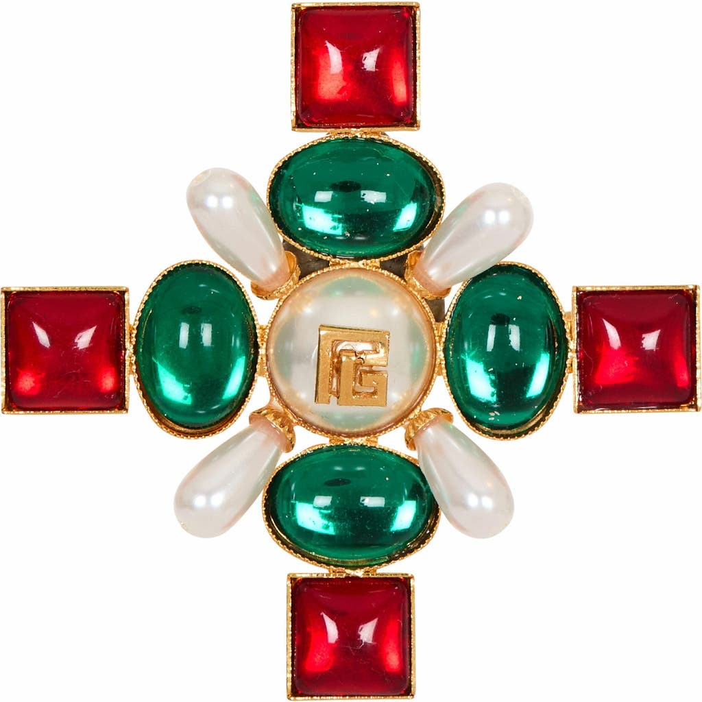 Balmain Baroque Bead And Crystal Brooch In Multi