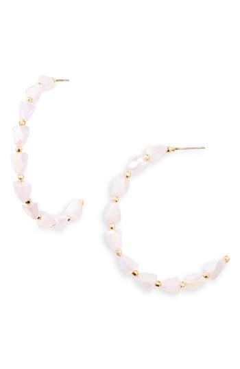Cara Beaded Hoop Earrings In Pink