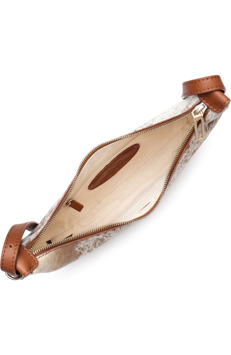 New Amsterdam Leatherworks Silas Genuine Calf Hair Saddle Bag, Alternate, color, Chestnut/ Ivory