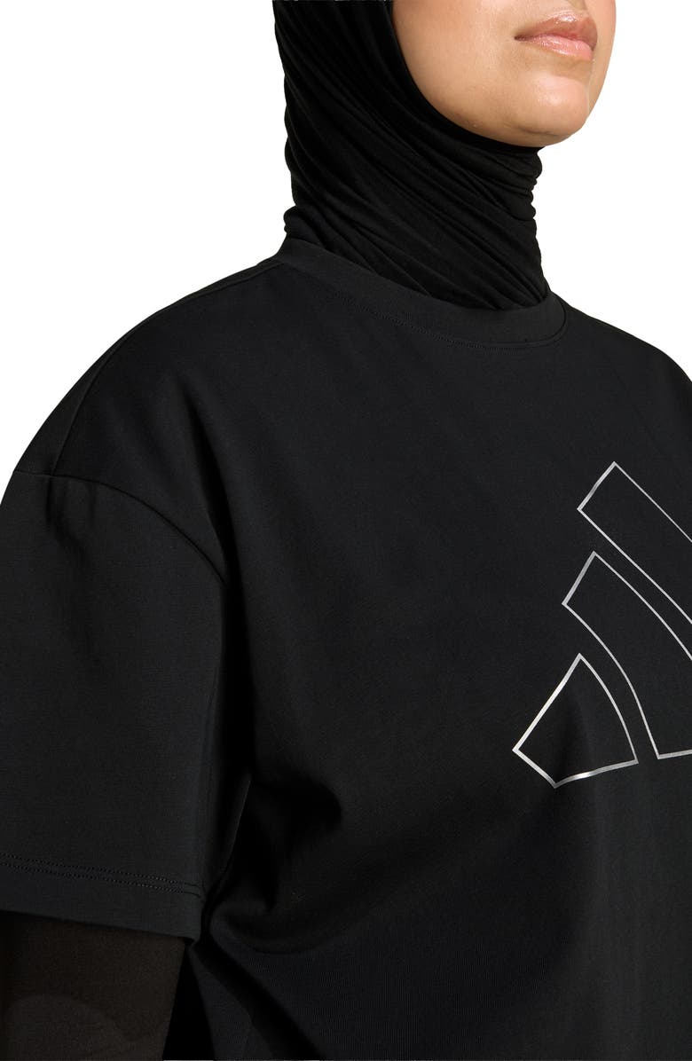 adidas Power Essentials Workout Oversize Logo T-Shirt, Alternate, color, Black