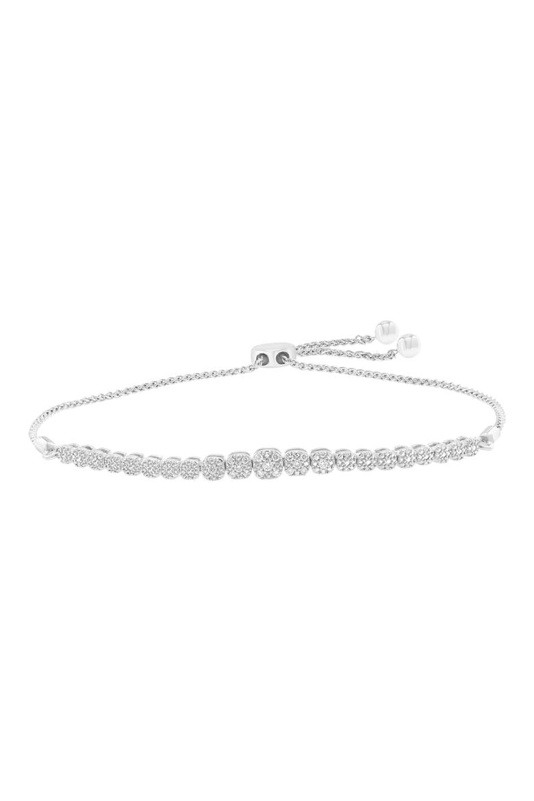 Sterling Silver Pavé Diamond Slider Bracelet, Main, color, SILVER