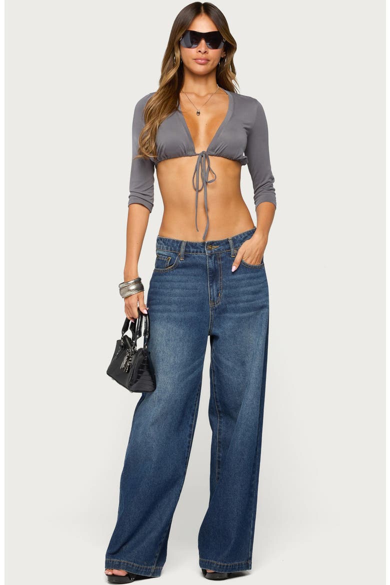 Nasha Cropped Three-Quarter Sleeve Top, Alternate, color, DARK-GRAY