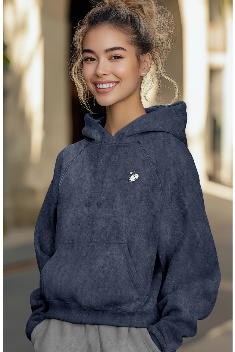 Womens Heartly Ghost Mineral Washed Hoodie, Alternate, color, Denim Blue