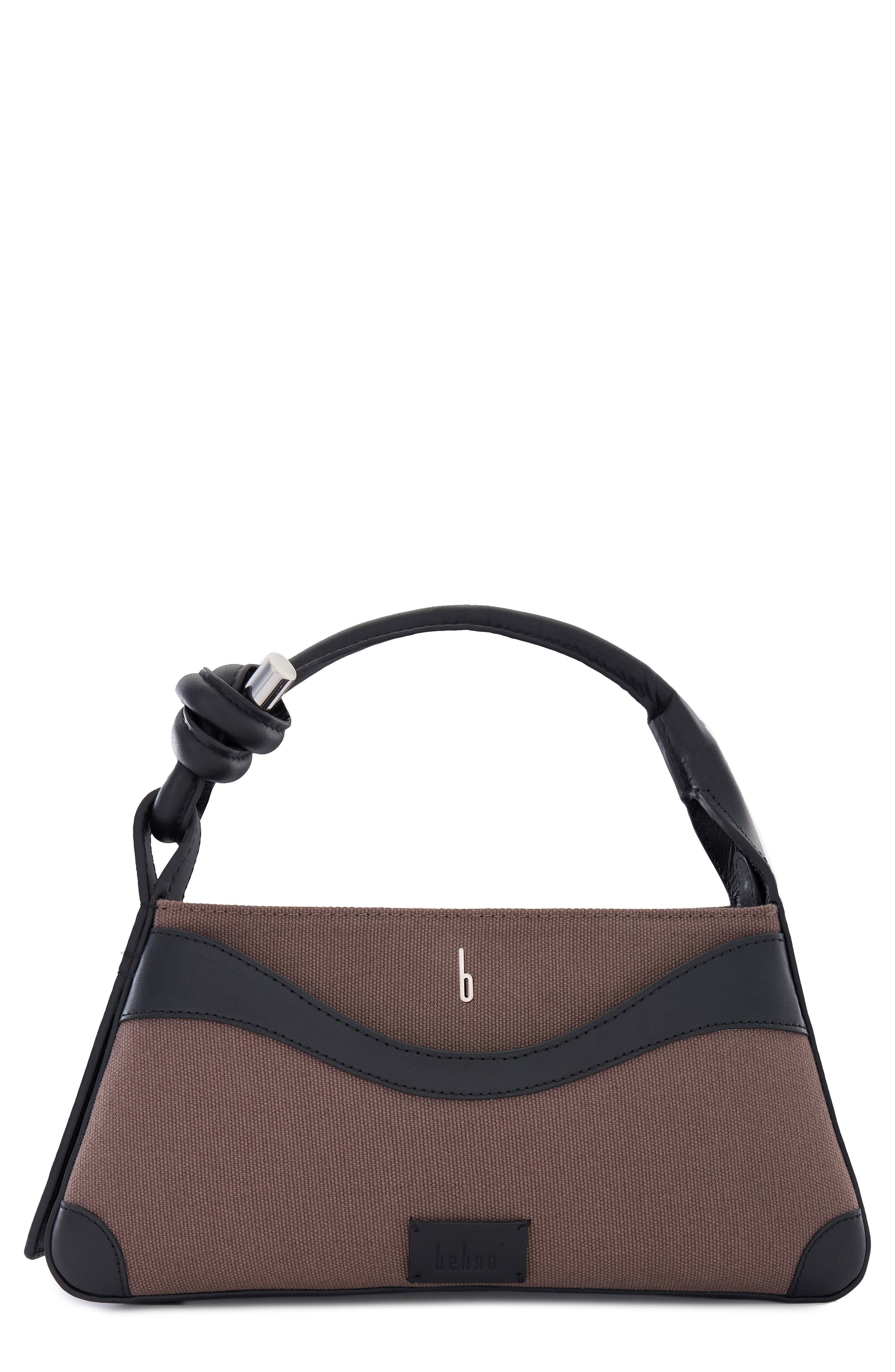 behno Melina Canvas Crossbody Satchel, Main, color, Cacao/ Black