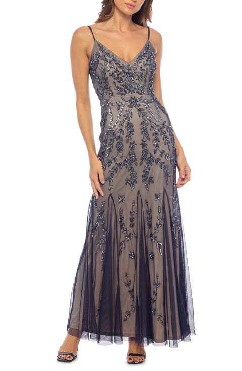 Beaded V-Neck Gown