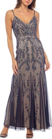 Beaded V-Neck Gown