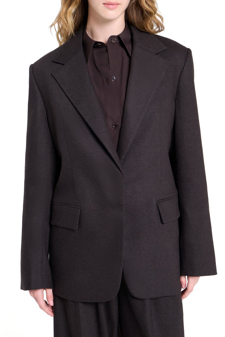 Jillian Stretch Wool & Cashmere Blazer, Main, color, CHOCOLATE