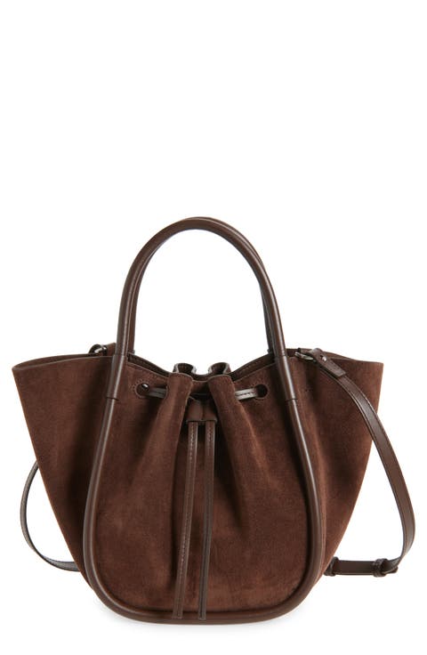 Small Ruched Suede Tote