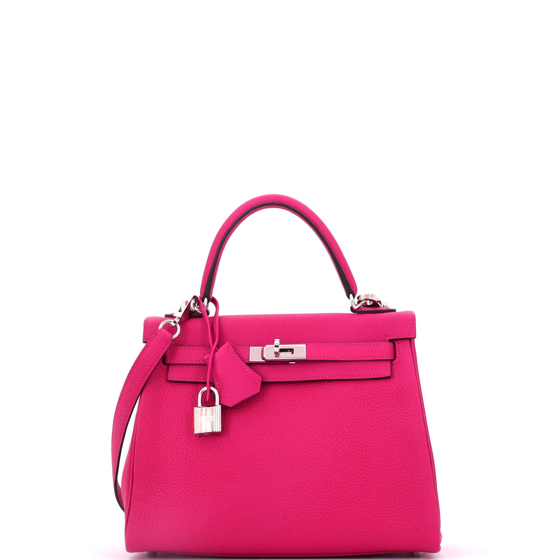 Pre-Owned Hermes Kelly Handbag Pink Togo with Palladium Hardware 25, Main, color, Framboise