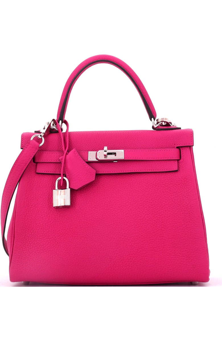 Pre-Owned Hermes Kelly Handbag Pink Togo with Palladium Hardware 25, Main, color, Framboise