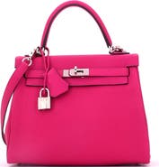 Pre-Owned Hermes Kelly Handbag Pink Togo with Palladium Hardware 25
