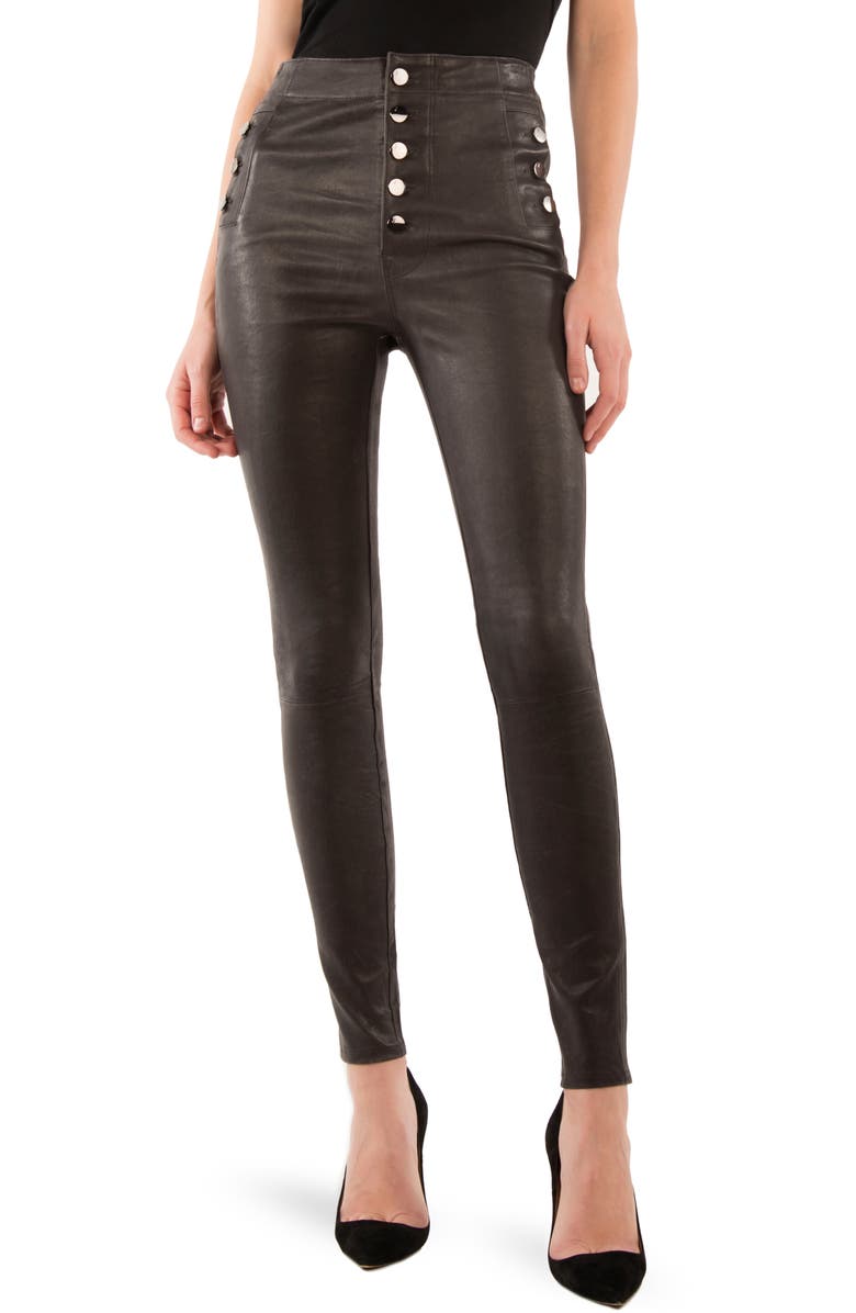 J Brand Natasha High Waist Skinny Leather Pants, Main, color,