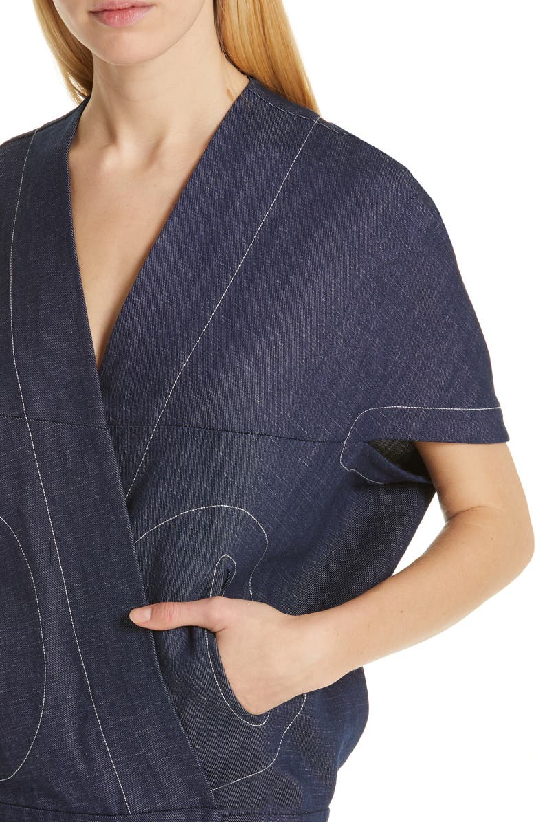 Zero + Maria Cornejo Hex Denim Shrug, Alternate, color,