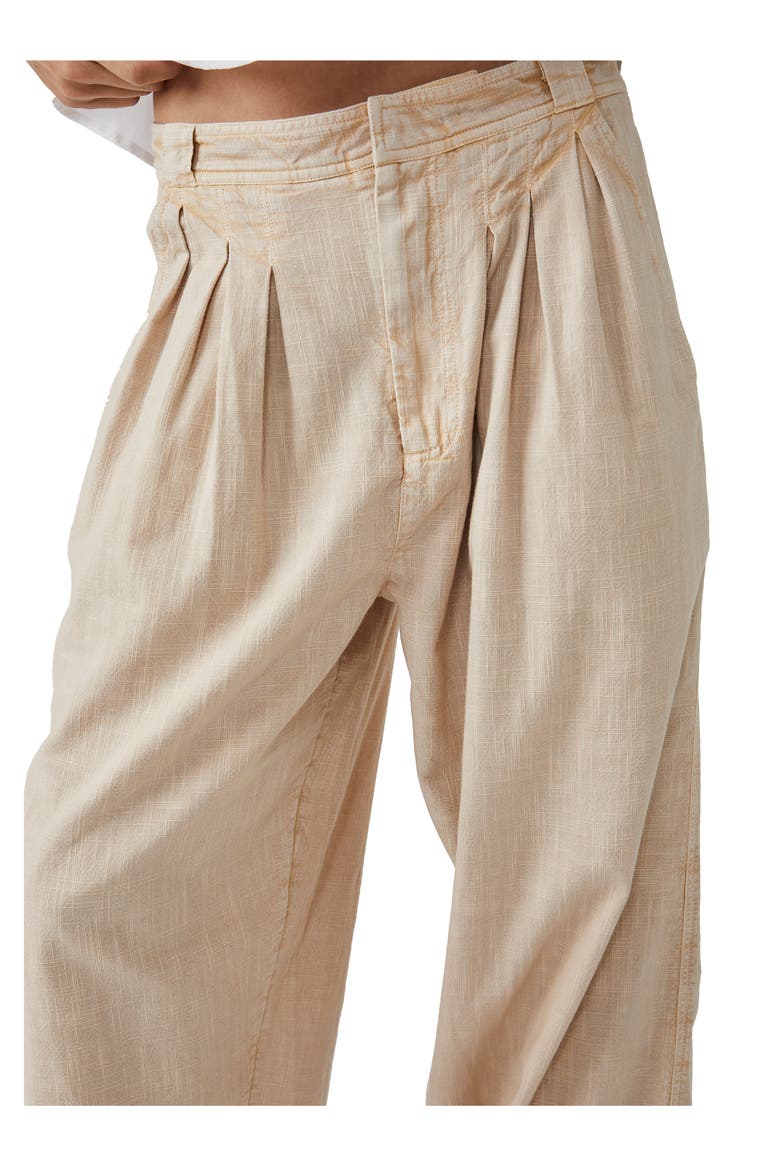 Lotta Love Pleated Wide Leg Cotton Pants, Alternate, color, PEBBLE