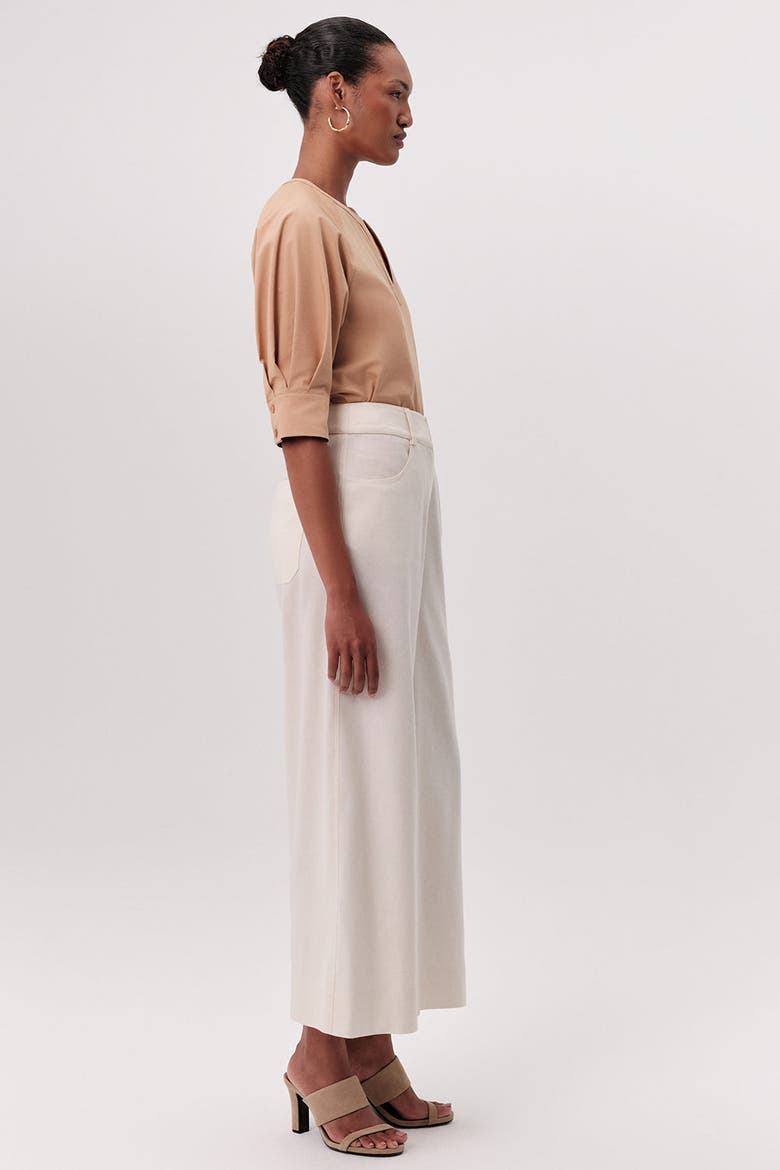 Rebecca High Rise Zippered Wide Leg Pants, Alternate, color, CREAM
