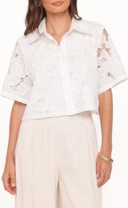Petal & Pup Fidelma Floral Cutwork Embroidery Button-Up Shirt