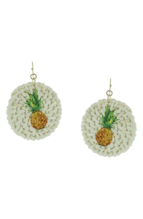 Piper Pineapple Straw Drop Earrings
