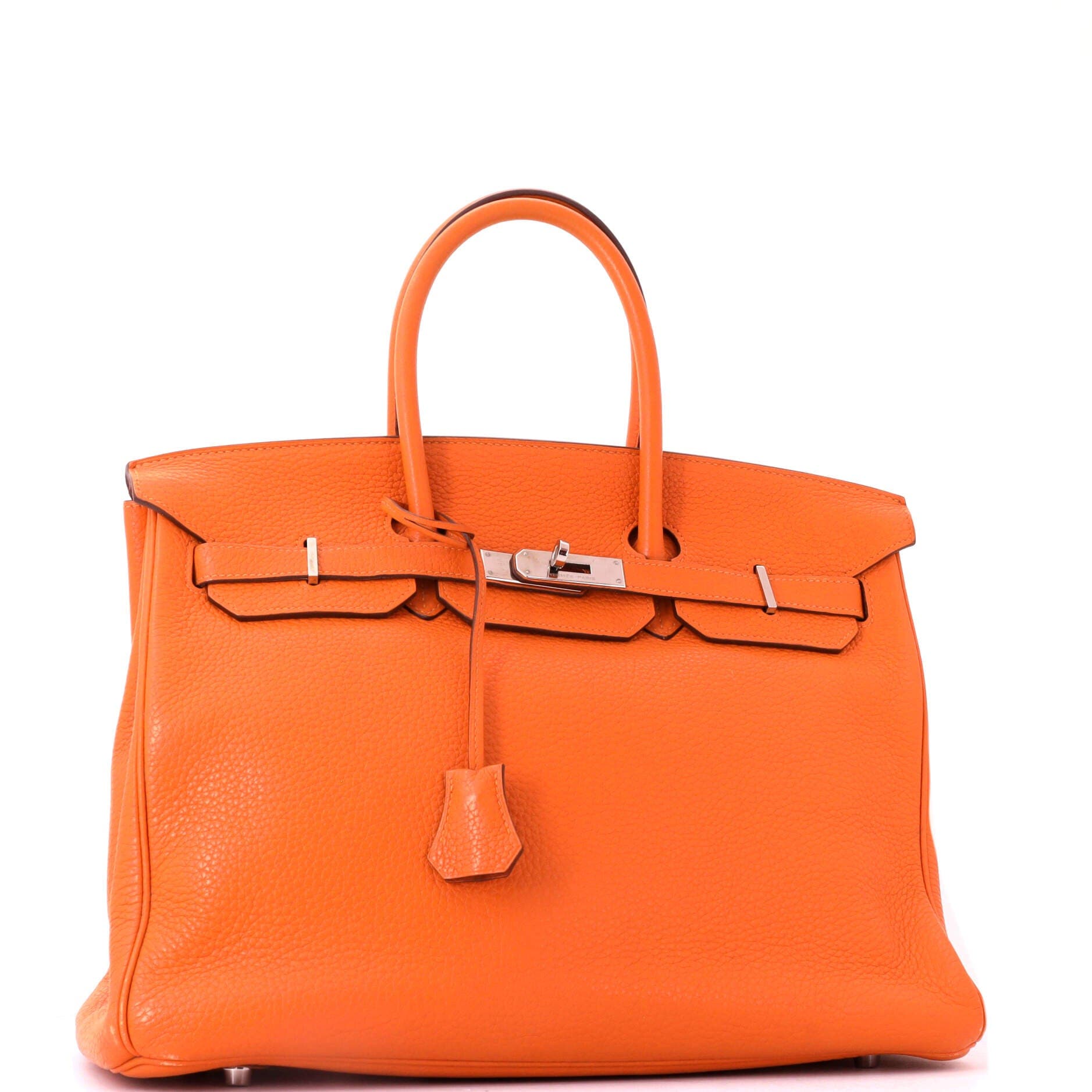 Pre-Owned Hermes Birkin Handbag Orange Clemence with Palladium Hardware 35, Alternate, color, Orange H
