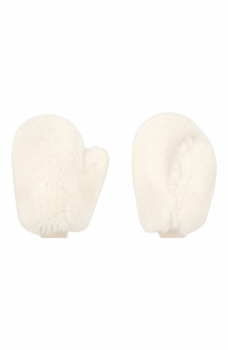 Cynthia Rowley Faux Fur Oversized Mittens, Main, color, Ivory