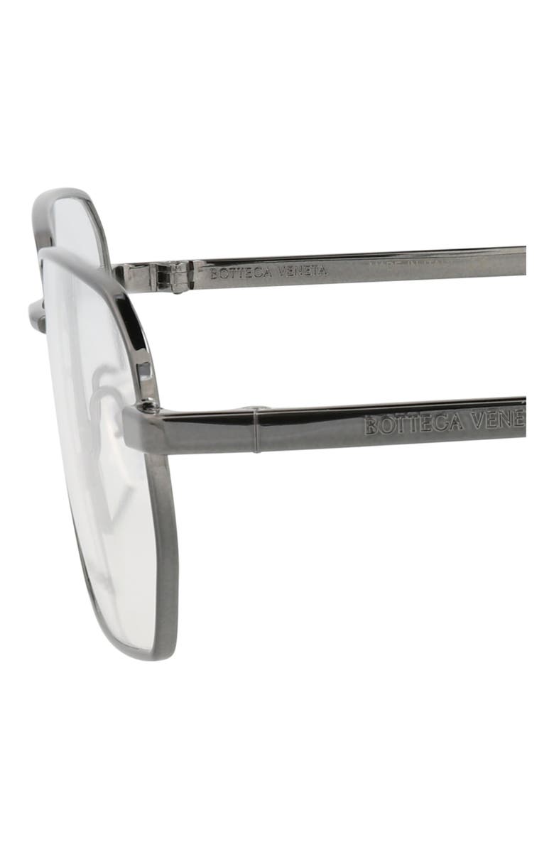 Bottega Veneta 56mm Rectangular Optical Glasses, Alternate, color, Ruthenium Transparent