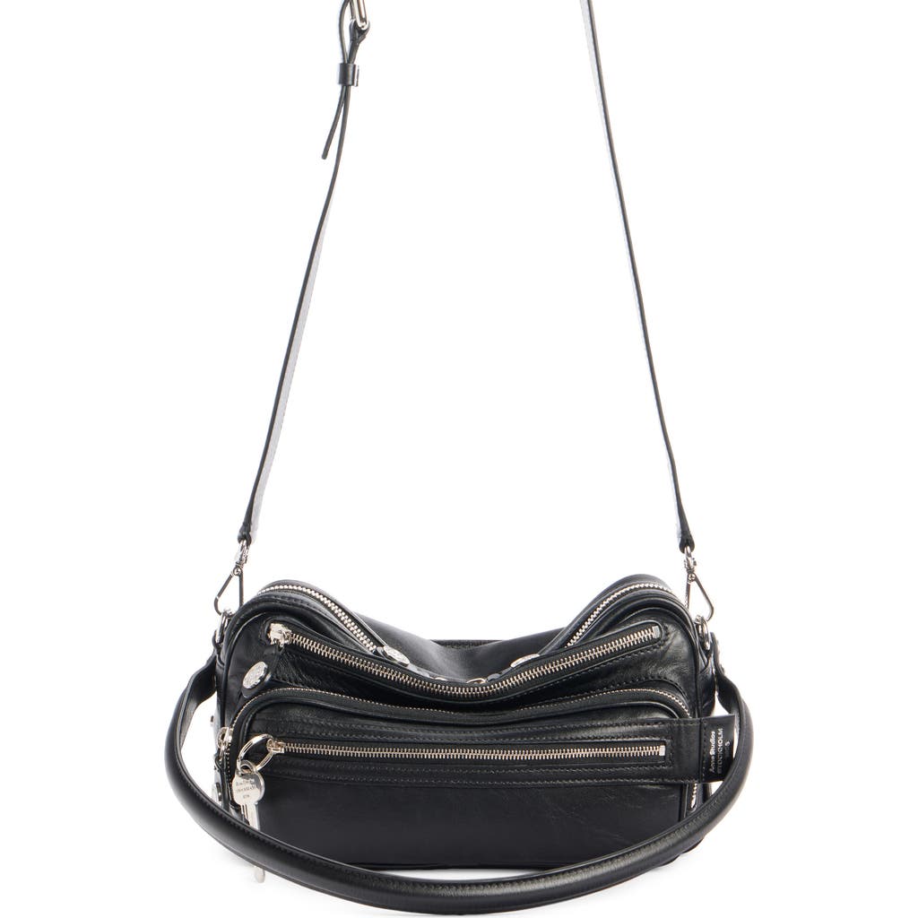 Acne Studios Small Camero Leather Shoulder Bag In Black