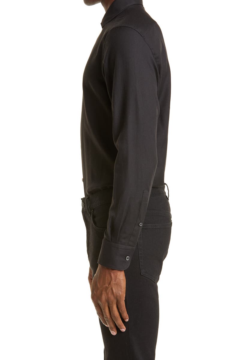 ZEGNA Cashco Cotton & Cashmere Button-Up Shirt, Alternate, color, Black