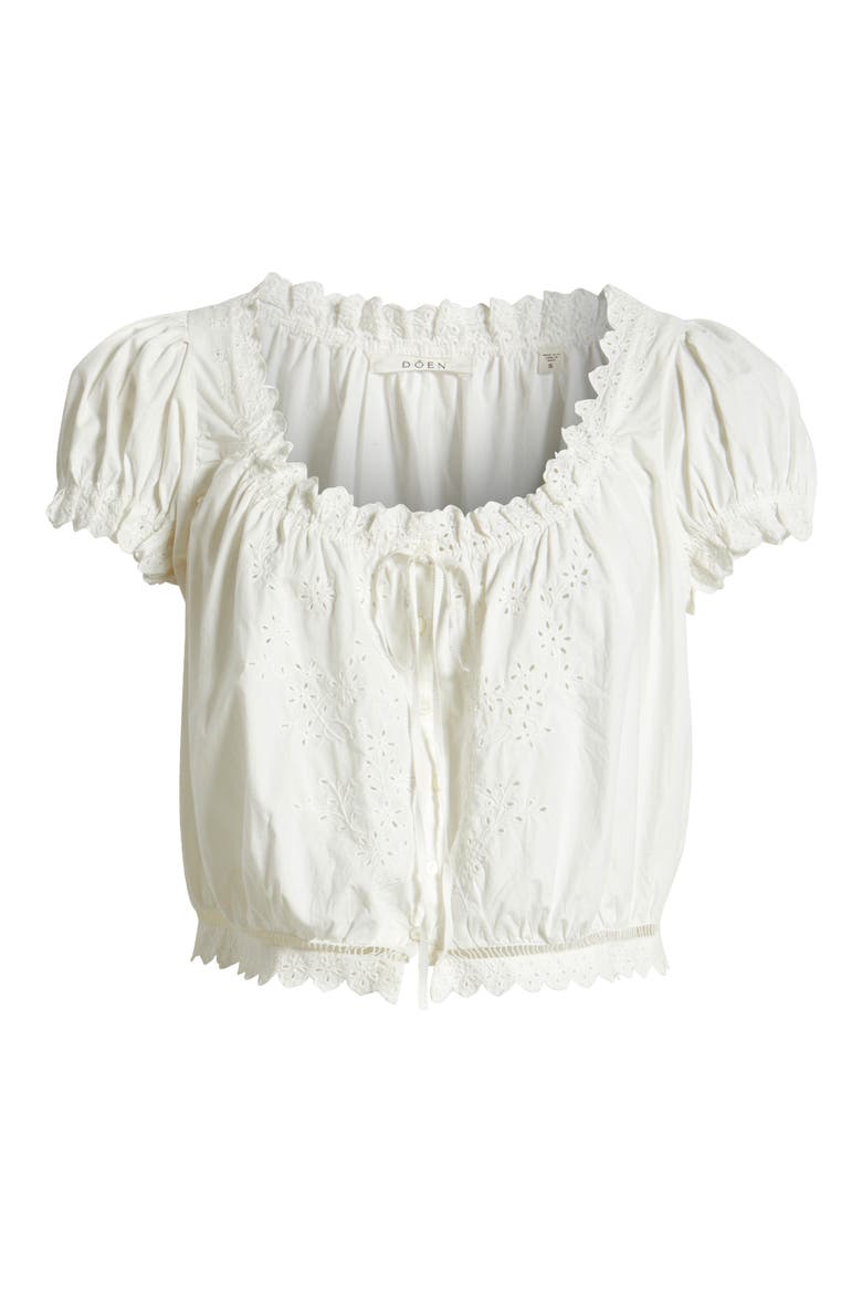 Nera Eyelet Ruffle Organic Cotton Crop Top, Alternate, color, SALT