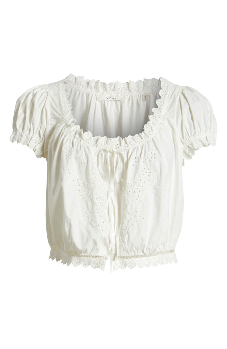DÔEN Nera Eyelet Ruffle Organic Cotton Crop Top, Alternate, color, Salt