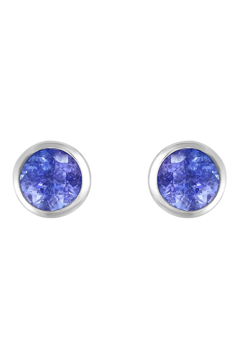 Sterling Silver Round Tanzanite Stud Earrings, Main, color, PURPLE